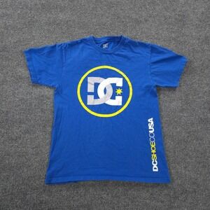 DC Shoes Shirt Mens S Blue Spellout Graphic Casual Skateboarding Skater Biker